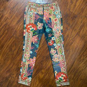 JOHNNY WAS Aria Skies Floral Print Classic Fit Pant Multicolor Bohemian Style